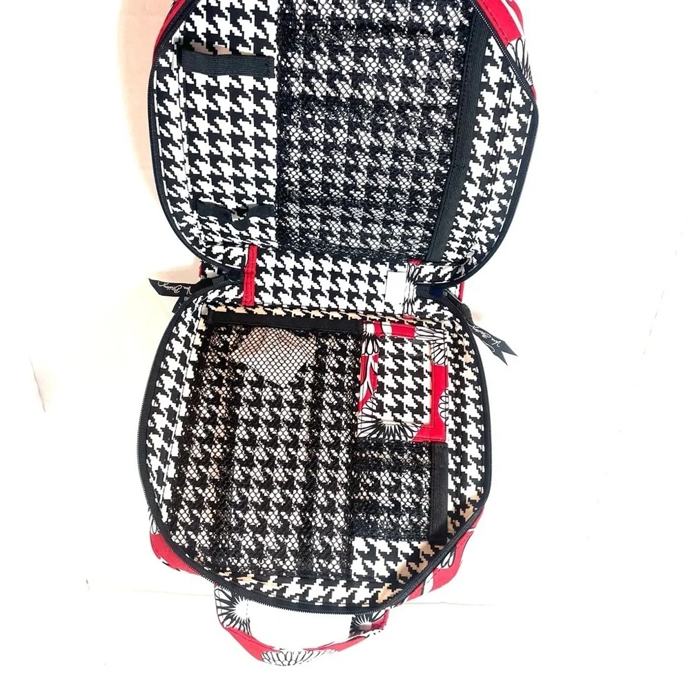 Vera Bradley Red Floral Quilted Cosmetic Train Case Travel Makeup Bag Zip NWOT
